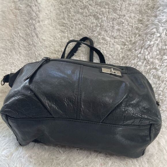 L.A.M.B By Gwen Stefani Black Soft Leather Satchel Shoulder silver tone hardware - Picture 8 of 16